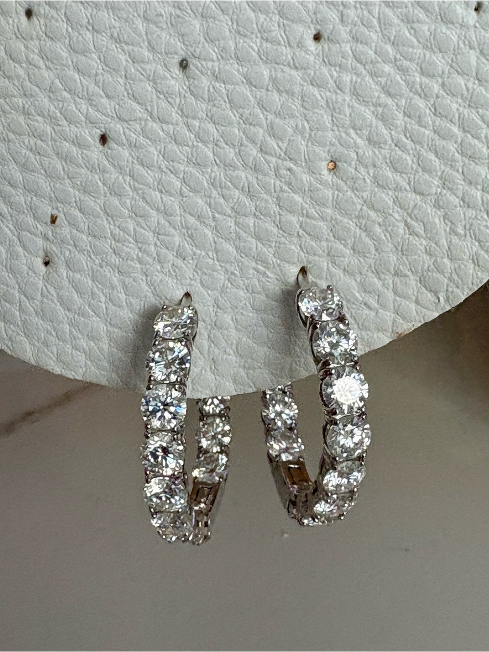 Sparkling Crystal Hoop Earrings - Silver Tone